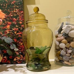 Elegant Glass Vase with Multicolor Sea Glass